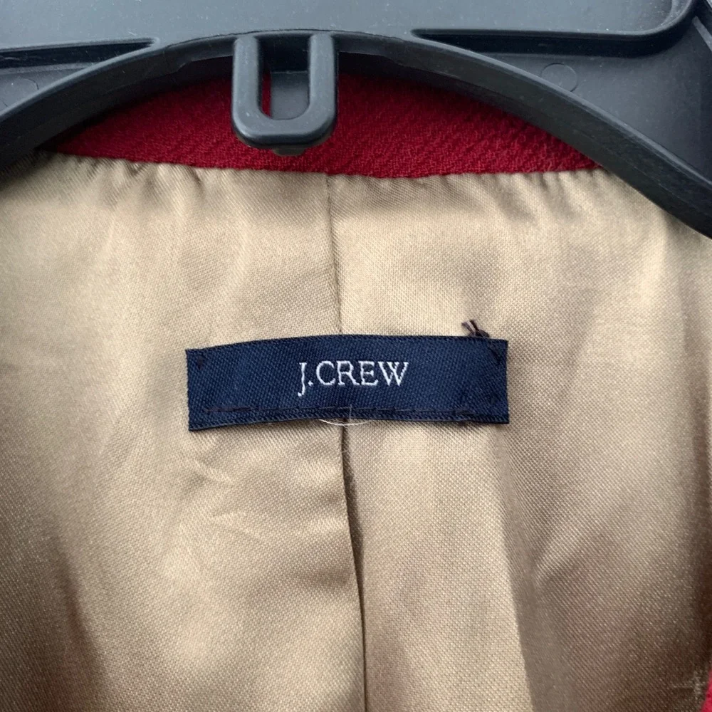 J.‎ Crew Womens Red Wool Blend Long Overcoat Button Front Topcoat Jacket